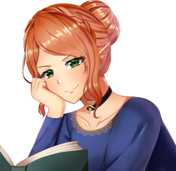Red-haired Elven woman with book