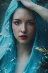 a blue-haired elven woman